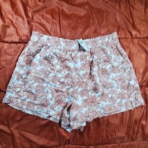 NWT‎ Abercrombie & Fitch Floral Linen Blend High-Waisted Pull-On Shorts XL Beige